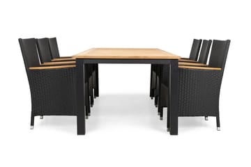 Matgrupp Utomhus Las Vegas 220-280x100 + 6 Thor Fåtölj m Armstöd - Teak|Svart - Utemöbler & utemiljö - Utegrupp - Matgrupp utomhus