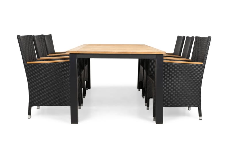 Matgrupp Utomhus Las Vegas 220-280x100 + 6 Thor Fåtölj m Armstöd - Teak|Svart - Utemöbler & utemiljö - Utegrupp - Matgrupp utomhus