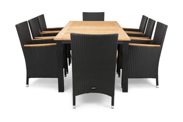 Matgrupp Utomhus Las Vegas 220-280x100 + 8 Thor Fåtölj m Armstöd - Teak|Svart - Utemöbler & utemiljö - Utegrupp - Matgrupp utomhus