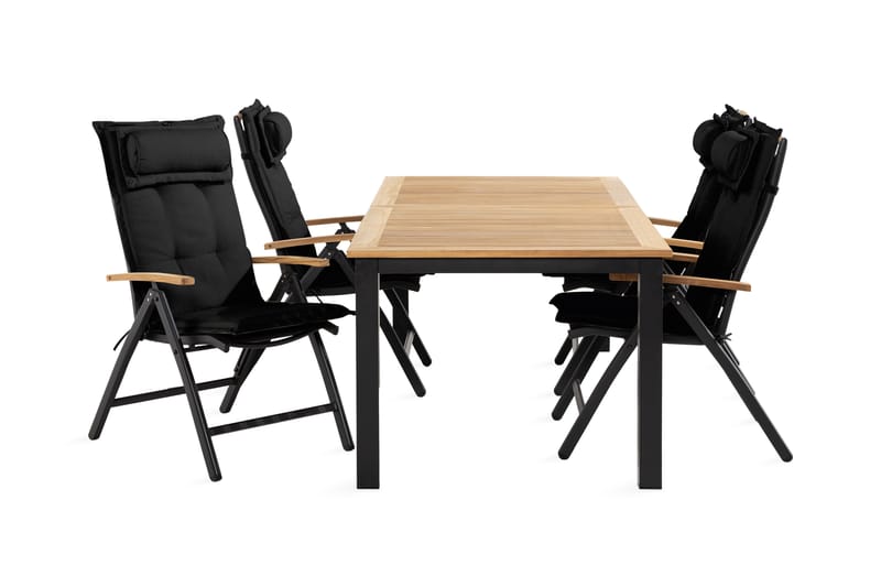 Matgrupp Utomhus Las Vegas 90x152-210 + 4 Stolar m Dyna - Svart|Teak - Utemöbler & utemiljö - Utegrupp - Matgrupp utomhus