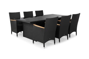 Matgrupp Utomhus Majestic 210x100 + 6 Thor Lyx Fåtölj m Armstöd - Svart|Tea - Utemöbler & utemiljö - Utegrupp - Matgrupp utomhus
