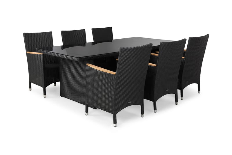Matgrupp Utomhus Majestic 210x100 + 6 Thor Lyx Fåtölj m Armstöd - Svart|Tea - Utemöbler & utemiljö - Utegrupp - Matgrupp utomhus