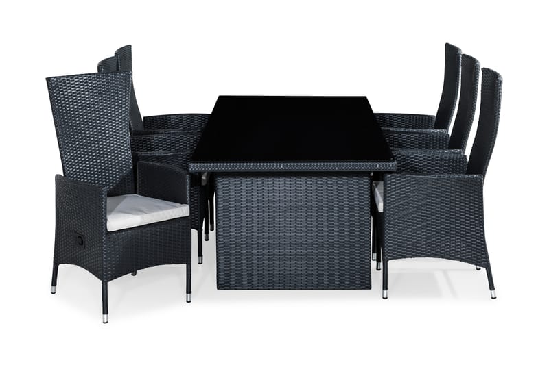 Matgrupp Utomhus Majestic 210x100+6 Jenny Fåtölj Ställbar m Dyna - Svart|Offwhite - Utemöbler & utemiljö - Utegrupp - Matgrupp utomhus