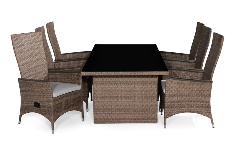 Matgrupp Utomhus Majestic 210x100+6 Jenny Lyx Fåtölj Ställbar m Dyna - Sand|Brun|Offwhite - Utemöbler & utemiljö - Utegrupp - Matgrupp utomhus