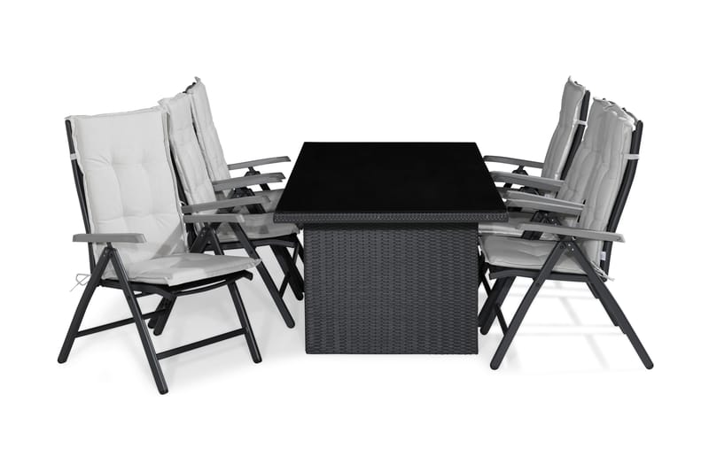 Matgrupp Utomhus Majestic 210x100+6 Monaco Positionsstol m Dyna - Svart|Grå|Offwhite - Utemöbler & utemiljö - Utegrupp - Matgrupp utomhus
