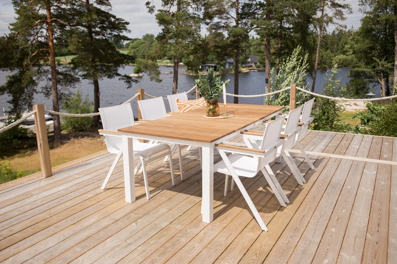 Matgrupp Utomhus Mexico 200cm + 6 Karmstolar Utomhus Vit - Venture Home - Utemöbler & utemiljö - Utegrupp - Matgrupp utomhus