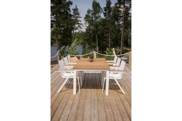 Matgrupp Utomhus Mexico 200cm + 6 Karmstolar Utomhus Vit - Venture Home - Utemöbler & utemiljö - Utegrupp - Matgrupp utomhus