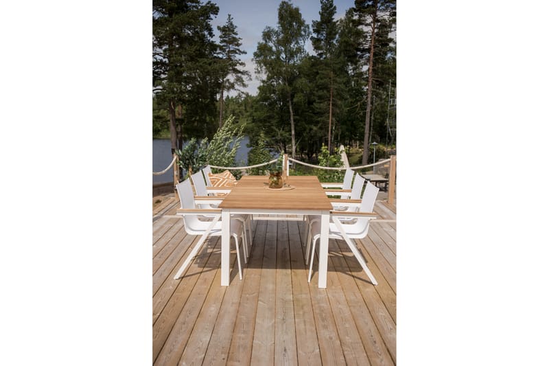 Matgrupp Utomhus Mexico 200cm + 6 Karmstolar Utomhus Vit - Venture Home - Utemöbler & utemiljö - Utegrupp - Matgrupp utomhus