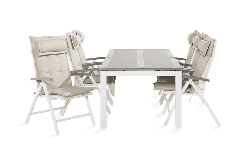 Matgrupp Utomhus Monaco 100x220-280 + 6 Positionsstolar m Dyna - Vit|Offwhite - Utemöbler & utemiljö - Utegrupp - Matgrupp utomhus