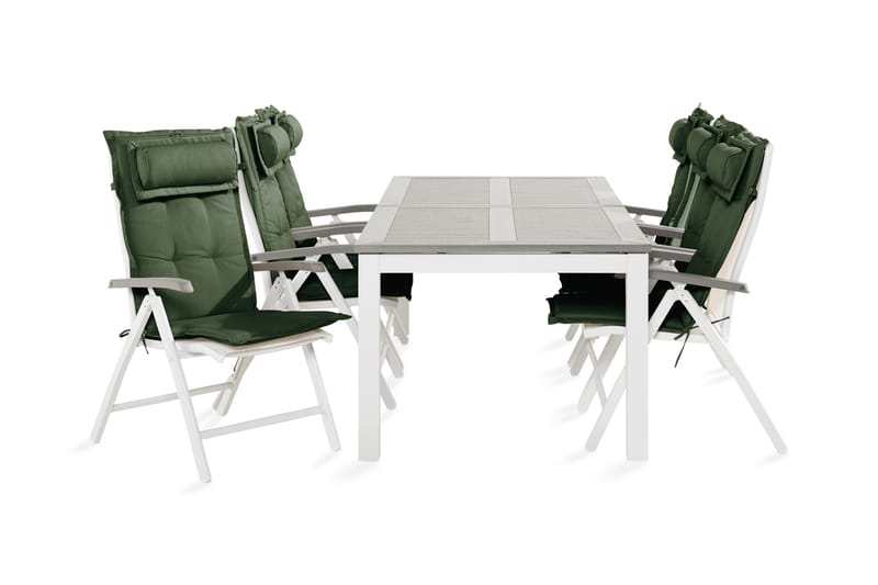 Matgrupp Utomhus Monaco 100x220-280 + 6 Positionsstolar m Dyna - Vit|Grön - Utemöbler & utemiljö - Utegrupp - Matgrupp utomhus