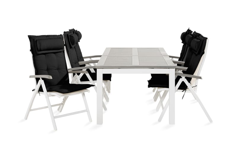 Matgrupp Utomhus Monaco 100x220-280 + 6 Positionsstolar m Dyna - Vit|Svart - Utemöbler & utemiljö - Utegrupp - Matgrupp utomhus