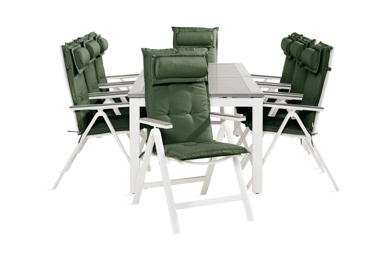 Matgrupp Utomhus Monaco 100x220-280 + 8 Monaco Light Stol m Dyna - Vit|Grå|Grön - Utemöbler & utemiljö - Utegrupp - Matgrupp utomhus