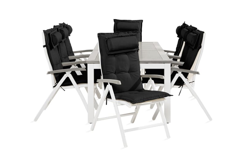 Matgrupp Utomhus Monaco 100x220-280 + 8 Positionsstolar m Dyna - Vit|Svart - Utemöbler & utemiljö - Utegrupp - Matgrupp utomhus