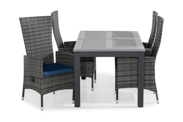 Matgrupp Utomhus Monaco 152-210x90 + 4 Jenny Fåtölj Ställbar m Dyna