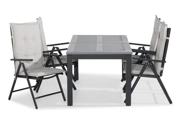Svart|Offwhite Matgrupp Utomhus Monaco 152-210x90 + 4 Maggie Positionsstol m Dyna