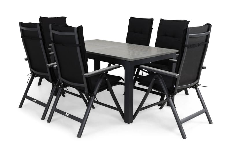 Matgrupp Utomhus Monaco 152-210x90+6 Monaco Light Positionsstol Dyna - Svart|Grå - Utemöbler & utemiljö - Utegrupp - Matgrupp utomhus