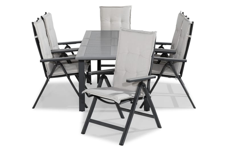 Matgrupp Utomhus Monaco 152-210x90+6 Monaco Light Positionsstol Dyna - Svart|Grå|Offwhite - Utemöbler & utemiljö - Utegrupp - Matgrupp utomhus