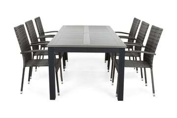 Matgrupp Utomhus Monaco 220-280 + 6 Thor Light Stol - Svart|Grå - Utemöbler & utemiljö - Utegrupp - Matgrupp utomhus