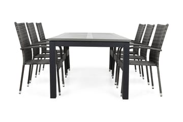 Matgrupp Utomhus Monaco 220-280 + 6 Thor Light Stol - Svart|Grå - Utemöbler & utemiljö - Utegrupp - Matgrupp utomhus