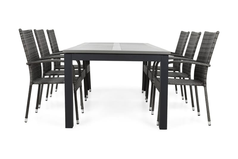 Matgrupp Utomhus Monaco 220-280 + 6 Thor Light Stol - Svart|Grå - Utemöbler & utemiljö - Utegrupp - Matgrupp utomhus