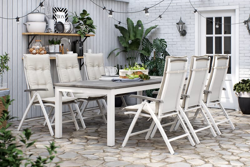 Matgrupp Utomhus Monaco 220-280 + 6 Positionsstolar - Vit|Vit - Utemöbler & utemiljö - Utegrupp - Matgrupp utomhus