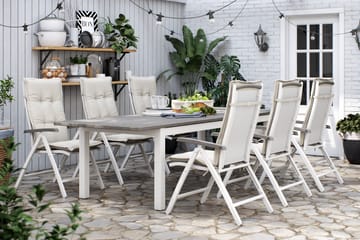Matgrupp Utomhus Monaco 220-280 + 6 Positionsstolar - Vit|Vit - Utemöbler & utemiljö - Utegrupp - Matgrupp utomhus