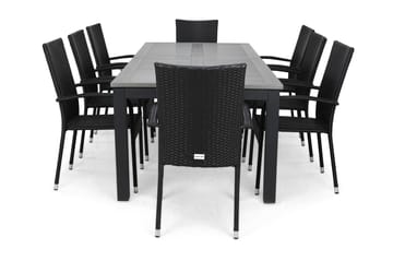 Matgrupp Utomhus Monaco 220-280 + 8 Thor Light Stol - Svart|Svart - Utemöbler & utemiljö - Utegrupp - Matgrupp utomhus