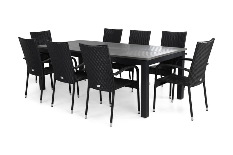 Matgrupp Utomhus Monaco 220-280 + 8 Thor Light Stol - Svart|Svart - Utemöbler & utemiljö - Utegrupp - Matgrupp utomhus