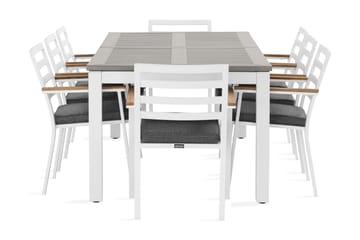 Matgrupp Utomhus Monaco 220-280 cm + 8 Oliver Matstol - Alu/Vit - Utemöbler & utemiljö - Utegrupp - Matgrupp utomhus