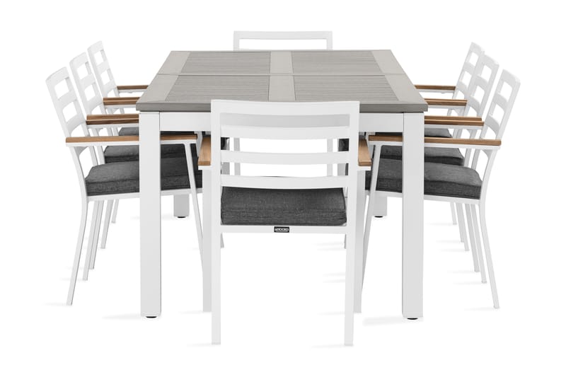 Matgrupp Utomhus Monaco 220-280 cm + 8 Oliver Matstol - Alu/Vit - Utemöbler & utemiljö - Utegrupp - Matgrupp utomhus