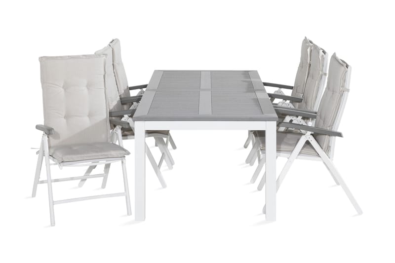 Matgrupp Utomhus Monaco 220-280x100 + 6 Monaco Positionsstol m Dyna - Vit|Offwhite - Utemöbler & utemiljö - Utegrupp - Matgrupp utomhus