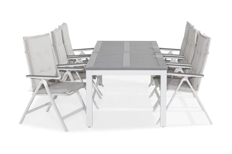 Matgrupp Utomhus Monaco 220-280x100+6 Monaco Light Stol m Dyna - Vit|Grå|Offwhite - Utemöbler & utemiljö - Utegrupp - Matgrupp utomhus