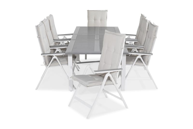 Matgrupp Utomhus Monaco 220-280x100+8 Monaco Light Stol m Dyna - Vit|Grå|Offwhite - Utemöbler & utemiljö - Utegrupp - Matgrupp utomhus