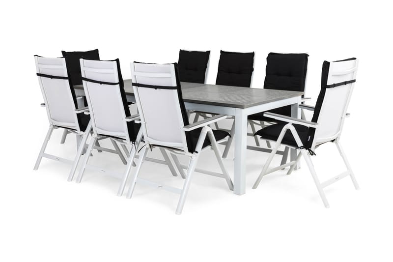 Matgrupp Utomhus Monaco 220-280x100+8 Monaco Light Stol m Dyna - Vit|Grå|Svart - Utemöbler & utemiljö - Utegrupp - Matgrupp utomhus