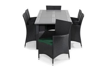 Matgrupp Utomhus Monaco Förlängningsbar 90 cm inkl 6 Thor Fåtölj m D - Svart|Grå - Utemöbler & utemiljö - Utegrupp - Matgrupp utomhus