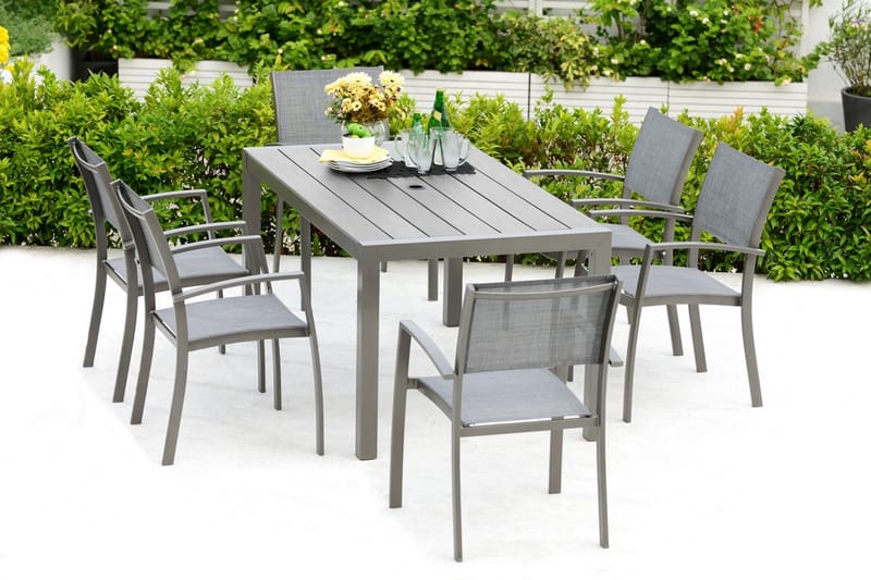 Matgrupp Utomhus Solana 160 cm + 4 Stolar - Grå - Utemöbler & utemiljö - Utegrupp - Matgrupp utomhus