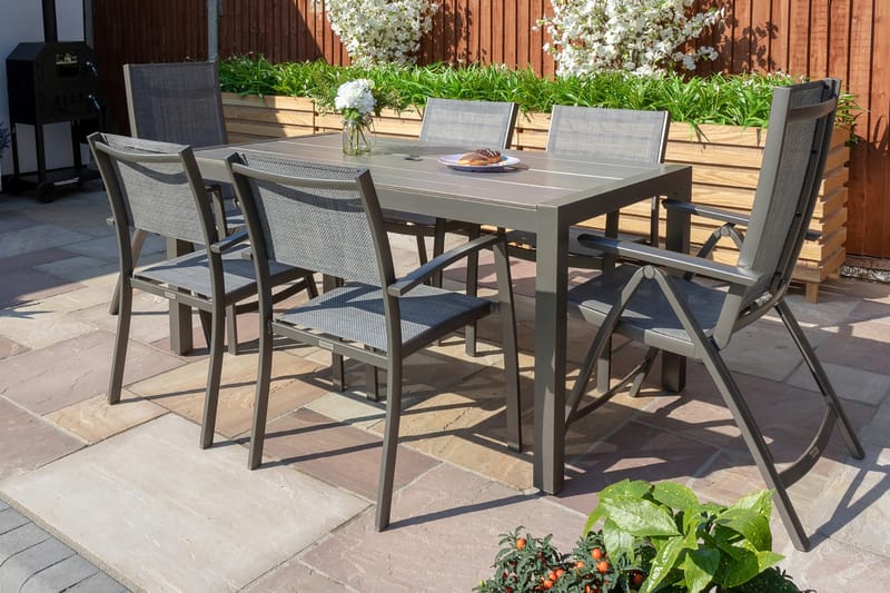 Matgrupp Utomhus Solana 160 cm + 4 Stolar - Grå - Utemöbler & utemiljö - Utegrupp - Matgrupp utomhus