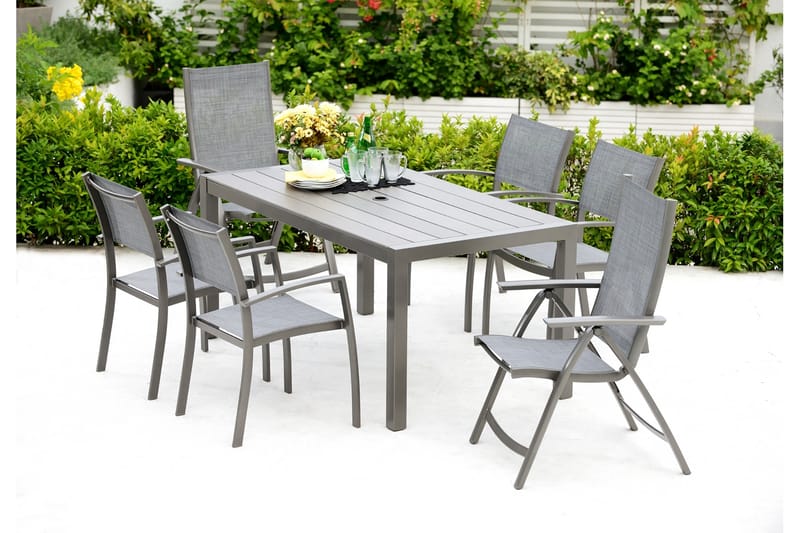 Matgrupp Utomhus Solana 160 cm + 4 Stolar - Grå - Utemöbler & utemiljö - Utegrupp - Matgrupp utomhus