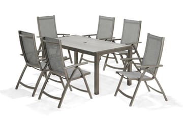 Matgrupp Utomhus Solana 160 cm + 4 Positionsstolar - Grå - Utemöbler & utemiljö - Utegrupp - Matgrupp utomhus