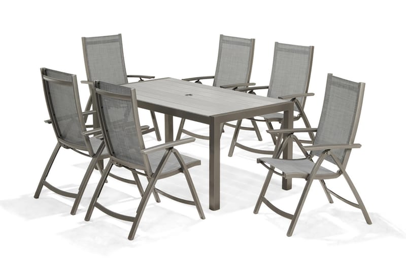 Matgrupp Utomhus Solana 160 cm + 4 Positionsstolar - Grå - Utemöbler & utemiljö - Utegrupp - Matgrupp utomhus