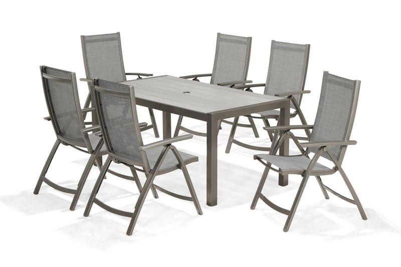 Matgrupp Utomhus Solana 160 cm + 6 Positionsstolar - Grå - Utemöbler & utemiljö - Utegrupp - Matgrupp utomhus
