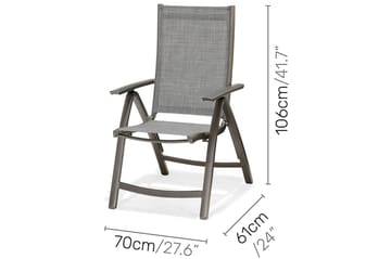 Matgrupp Utomhus Solana 160 cm + 6 Positionsstolar - Grå - Utemöbler & utemilj�ö - Utegrupp - Matgrupp utomhus