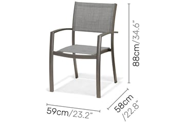Matgrupp Utomhus Solana 201 cm + 6 Stolar + 2 Positionsstolar - Grå - Utemöbler & utemiljö - Utegrupp - Matgrupp utomhus