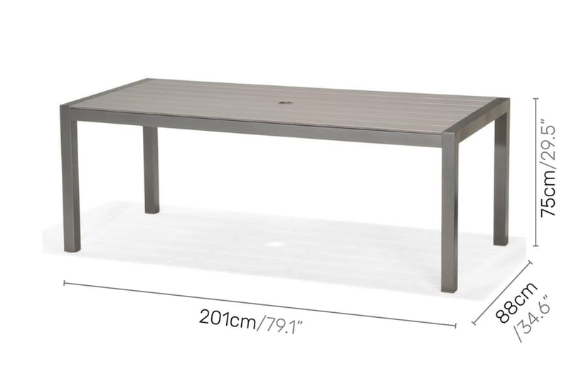 Matgrupp Utomhus Solana 201 cm + 6 Stolar - Grå - Utemöbler & utemiljö - Utegrupp - Matgrupp utomhus