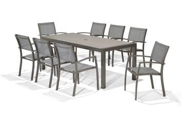 Matgrupp Utomhus Solana 201 cm + 6 Stolar - Grå - Utemöbler & utemiljö - Utegrupp - Matgrupp utomhus