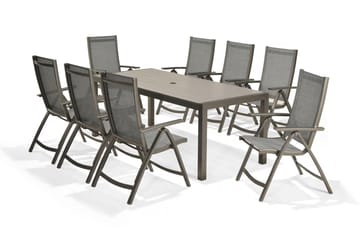 Matgrupp Utomhus Solana 201 cm + 8 Positionsstolar - Grå - Utemöbler & utemiljö - Utegrupp - Matgrupp utomhus