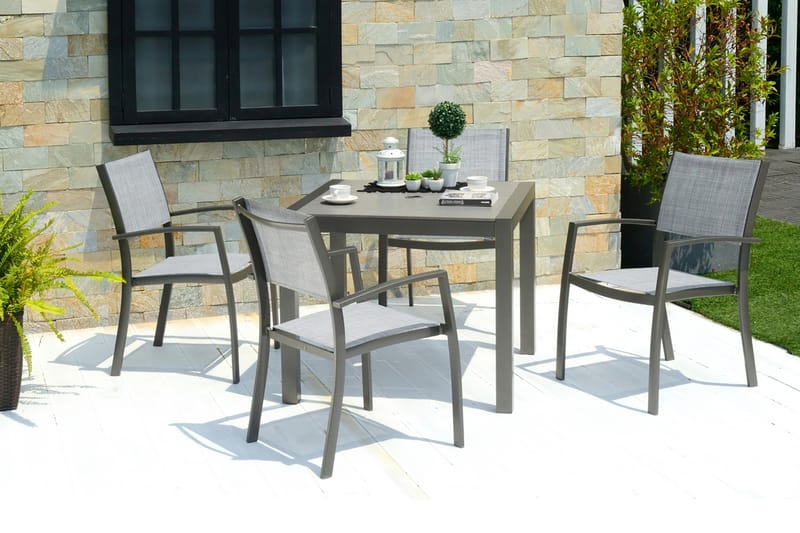 Matgrupp Utomhus Solana 88 cm + 4 Stolar - Grå - Utemöbler & utemiljö - Utegrupp - Matgrupp utomhus