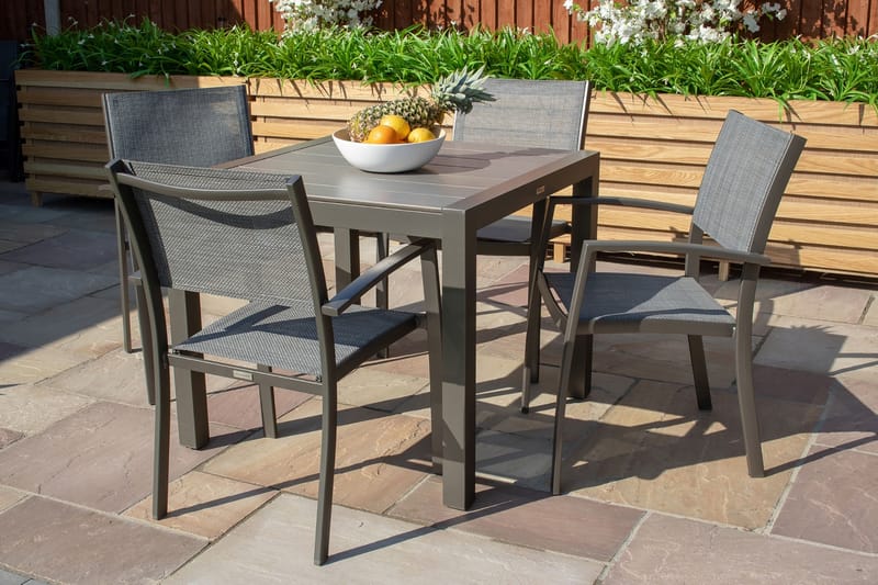 Matgrupp Utomhus Solana 88 cm + 4 Stolar - Grå - Utemöbler & utemiljö - Utegrupp - Matgrupp utomhus