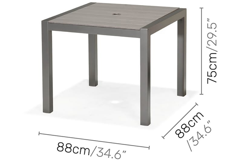 Matgrupp Utomhus Solana 88 cm + 4 Stolar - Grå - Utemöbler & utemiljö - Utegrupp - Matgrupp utomhus