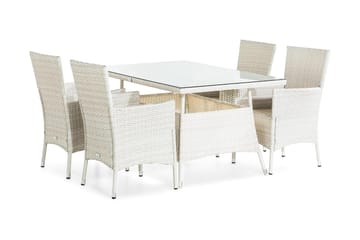 Matgrupp Utomhus Thor 140x90 cm + 4 Stolar - Vit - Utemöbler & utemiljö - Utegrupp - Matgrupp utomhus